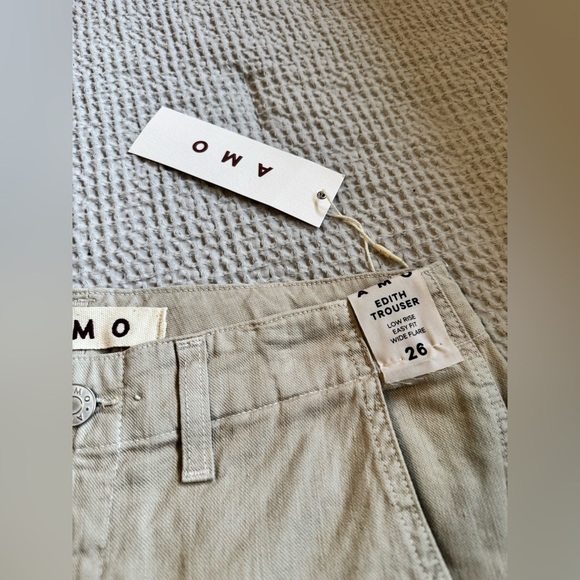 NEW AMO Edith Wide Leg Trouser Pumice Khaki Tan Size 26 US XS NWT - Picture 6 of 7